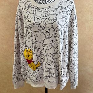 torrid White Winnie the Pooh Allover Print Sweatshirt with Yellow Accent